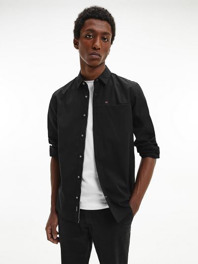 Calvin Klein Ruhák HU251231 | Calvin Klein Slim Poplin Stretch Férfi Ing Fekete
